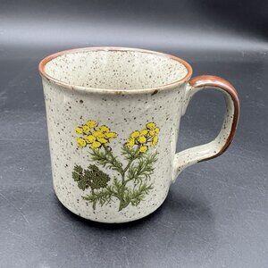 VTG Takahashi Otagiri Golden Wildflower Stoneware Coffee Mug Gray Brown Speckled